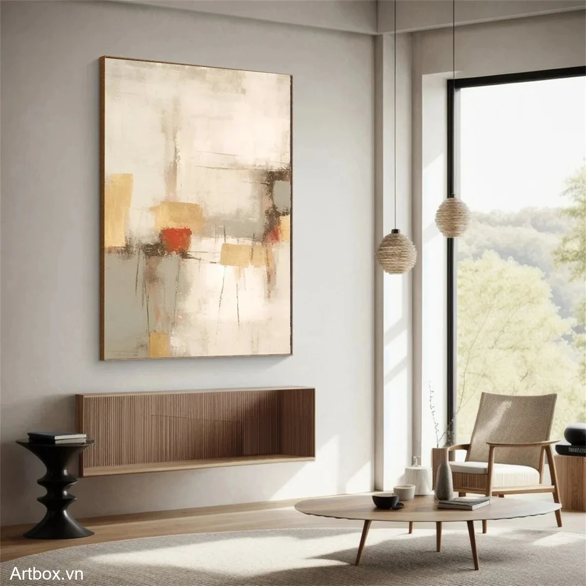 Hòa Quyện Sắc Màu – Tranh Sơn Acrylic Trừu Tượng Trừu tượng Đa sắc Trang Trí Phòng khách, Phòng làm việc – Phong Cách Hiện Đại