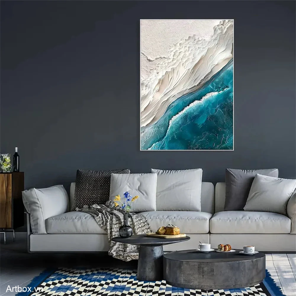 Hòa Quyện Giữa Biển Và Cát – Tranh Sơn Acrylic Trừu Tượng Biển Xanh dương Trang Trí Phòng khách, Phòng ngủ – Phong Cách Hiện Đại Hòa Quyện Giữa Biển Và Cát – Tranh Sơn Acrylic Trừu Tượng Biển Xanh dương Trang Trí Phòng khách, Phòng ngủ – Phong Cách Hiện Đại