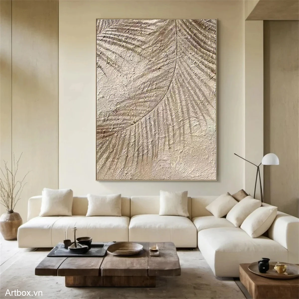 Hơi Thở Thiên Nhiên – Tranh Sơn Acrylic Trừu Tượng Cây Nâu be Trang Trí Phòng khách, Phòng ngủ – Phong Cách Hiện Đại