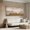 Hòa Quyện Đất Trời – Tranh Sơn Acrylic Trừu Tượng Phong cảnh Nâu be Trang Trí Phòng khách, Phòng ngủ – Phong Cách Hiện Đại