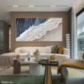 Bờ Biển Mơ Màng – Tranh Sơn Acrylic Trừu Tượng Biển Đa sắc Trang Trí Phòng khách, Phòng ngủ – Phong Cách Hiện Đại
