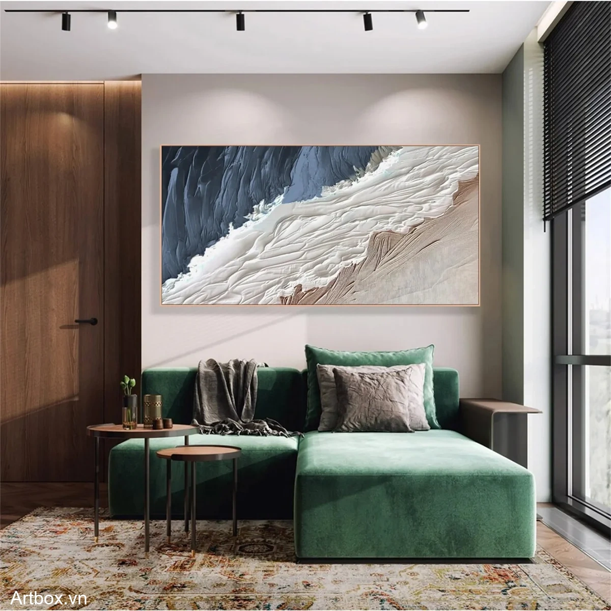 Bờ Biển Mơ Màng – Tranh Sơn Acrylic Trừu Tượng Biển Đa sắc Trang Trí Phòng khách, Phòng ngủ – Phong Cách Hiện Đại