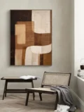 Hòa Quyện Cảm Xúc – Tranh Sơn Acrylic Trừu Tượng Trừu tượng Nâu be Trang Trí Phòng khách, Phòng làm việc – Phong Cách Hiện Đại