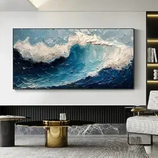 Vũ Điệu Của Sóng – Tranh Sơn Acrylic Trừu Tượng Biển Xanh ngọc Trang Trí Phòng khách, Phòng ngủ – Phong Cách Hiện Đại